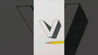 3D Letters V Drawing Easy Within Secondsshorts [upl. by Pimbley65]