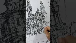 Pointillism Drawing  Visual Techniques Plate  Santiago De Compostela [upl. by Bihas]