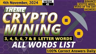 Binance Crypto WODL Word Of The Day Answer Today  All Words List 4th November [upl. by Michelina]