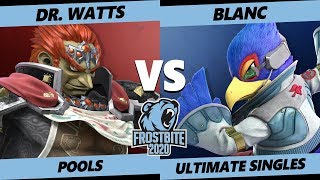 Frostbite 2020 SSBU Pools  Dr Watts Ganondorf Vs blanc Falco Smash Ultimate Singles [upl. by Ahsiele]