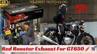 Installing Red Rooster Exhaust in GT 650  Loud Crackles amp MotoVlog [upl. by Ullund]