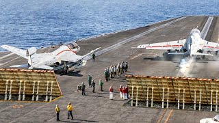 Risky Process of Landing Multiple US Navy Planes on a Moving Aircraft Carrier [upl. by Routh602]