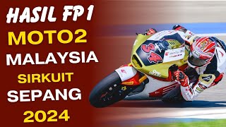 HASIL FP1 MOTO2 MALAYSIA SEPANG 2024 FREE PRACTICE MOTO2 HASIL MOTOGP MALAYSIA [upl. by Bornie]