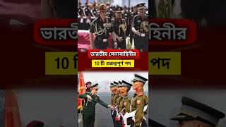 ভারতীয় সেনাবাহিনীর 10 টি গুরুত্বপূর্ণ পদ  10 Important Posts in Indian Army  shorts shortvideo [upl. by Aokek]