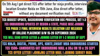 TCS LATEST IMP UPDATE PHASE 2 INTERVIEW RESULT OFFER LETTER JOINING MASS ONBOARDING NEW DOJ OUT [upl. by Yerxa]