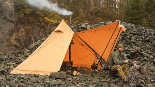 Camping In Rain With Hot Tent [upl. by Guthry326]