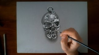 Disegno realistico in time lapse teschio cromato [upl. by Ahsena]