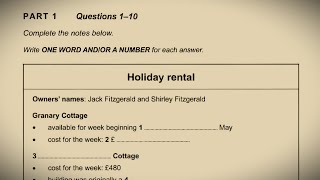 HOLIDAY RENTAL ielts listening  HD AUDIO  1080p [upl. by Artimid]