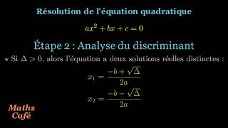 Résolution de léquation quadratique avec discriminant  solutions complexes  MathsCafé [upl. by Atiuqin161]