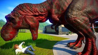 T Rex vs Indominus Rex Breakout amp Fight  Jurassic World Evolution Dinosaurs Fighting [upl. by Downall]