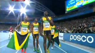 Usain Bolt 4 x 100 Jamaica World record HD [upl. by Xylia]