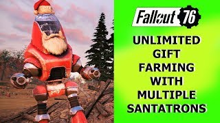 Fallout 76 Unlimited gift farming with multiple Santatrons [upl. by Yllet]