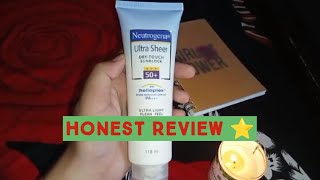 Neutrogena Ultra sheer dry touch sunblock spf 50  Honest review [upl. by Luise]