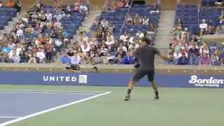 Roger Federer Perfection  Forehand and Backhand Slice and Topspin from Front Row at US Open 2011 [upl. by Watts]