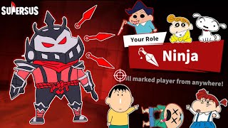 Shinchan became ninja in super sus 😱🔥  shinchan and his friends playing among us 3d 😂  funny game [upl. by Eilloh876]