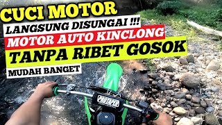 CUCI MOTOR TRAIL SORE HARI  LANGSUNG DIBAWA KESUNGAI  KETEMU SAMA ANAK DESA [upl. by Cima634]