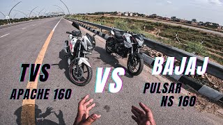 2023 Bajaj Pulsar Ns160 Vs Tvs Apache Rtr 160 2v Long Race  Ye umeed Nhi Thi Bajaj SE😱 [upl. by Sinegra]