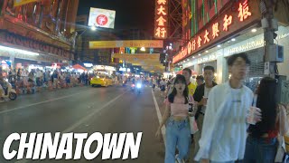 4K Evening in Chinatown People Celebrating Vegetarian Festival and eating street food  Bangkok [upl. by Ilene282]