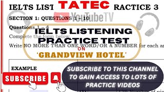 LISTENING TEST  GRANDVIEW HOTEL RealActual IELTS Listening Practice Test 2024 [upl. by Waylen113]