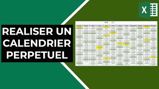 Excel  Réaliser un calendrier perpétuel jours féries  weekends [upl. by Asimaj859]