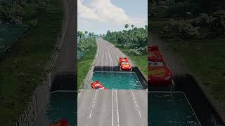 Big amp Small Lightning McQueen on Spinners vs Water Pit  Beamng beamngdrive [upl. by Ecila583]