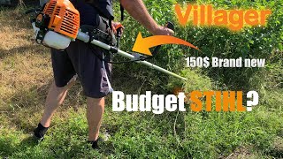 GRASS TRIMMER VILLAGER BC 1900 S  ASSEMBLY START UP AND TEST TRIMMING [upl. by Alguire]