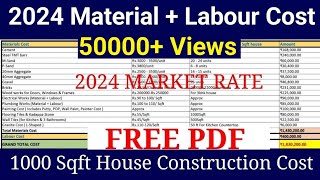 2024 material cost amp labour cost  1000 sqft house construction cost  material cost 2024  2024 [upl. by Ahsikin897]