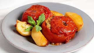 How to make Traditional Greek Gemista  Stuffed tomatoes recipe  GreekCuisine [upl. by Adriano132]