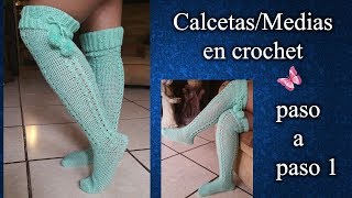 MEDIAS O CALCETAS en crochet PASO A PASO 1 de 2 [upl. by Eatnom641]