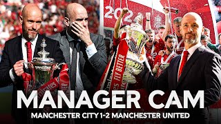 Manager Cam  Ten Hag v Guardiola  Manchester City 12 Manchester United  Final  Emirates FA Cup [upl. by Sitoiganap]