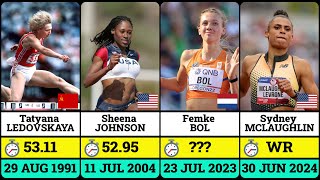 TOP 50 Fastest Women in 400m Hurdles 🏃‍♀️🔥  Womens 400 Meters Hurdles Records [upl. by Dieter781]