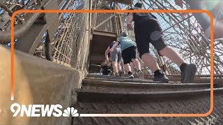 Paris Olympics Tourists test their endurance by climbing Eiffel Tower [upl. by Amlet]