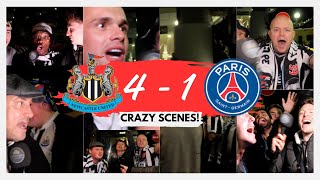 NEWCASTLE UNITED FANS CRAZY CELEBRATIONS AFTER WIN AGAINST PSG Bad Language warning [upl. by Saenihp]