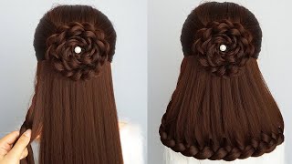 Cute Holiday Hairstyle With Braids Easy  Latest Hairstyle For Long Hair Wedding Guest [upl. by Gascony]