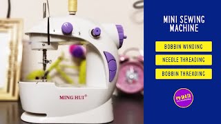 Mini sewing machine bobbin threading needle threading and bobbin winding  Mini Sewing Machine Demo [upl. by Nickey]