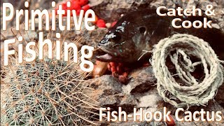 Primitive Survival Fishing Catch amp Cook Fish Hook Cactus [upl. by Cower]