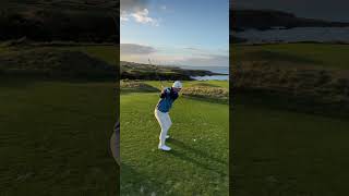 Castle course St Andrews 17th hole par 3 190 yards 💨💨 2iron golf golfswing standrews [upl. by Ayouqat989]