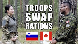 Canadian 🇨🇦 and Slovenian 🇸🇮 soldiers swap rations [upl. by Salter]