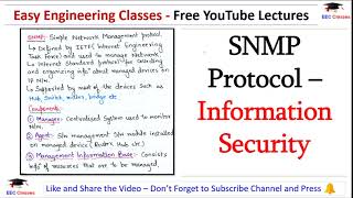 SNMPSimple Network Management Protocol  InformationNetwork Security Lectures in Hindi [upl. by Neeluj]