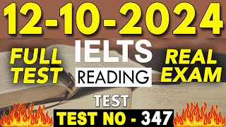 IELTS Reading Test 2024 with Answers  12102024  Test No  347 [upl. by Katharyn]