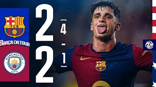 HIGHLIGHTS  FC BARCELONA 2 4  1 2 MANCHESTER CITY  USA TOUR 2024 [upl. by Aivatahs]