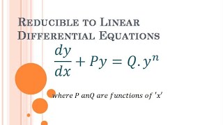 Reducible to Linear Differential Equation [upl. by Znarf]