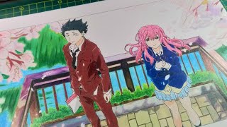 Koe No Katachi Speed Drawing [upl. by Llereg]