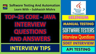 Top 25 Java Interview Questions and Answers for SDET [upl. by Jensen]