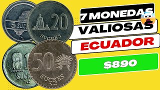 🤑TOP 7 MONEDAS VALIOSAS Y COLECC🔥IONABLES DE ECUADOR [upl. by Chelsy614]