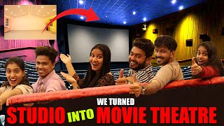 WE TURNED OUR STUDIO INTO A MOVIE THEATRE 😍🍿 DREAM COME TRUE MOMENT ❤️  PULLOTHI [upl. by Karrah]