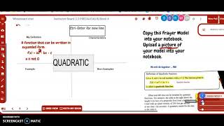 21 Frayer Model for a Quadratic Function [upl. by Doretta]