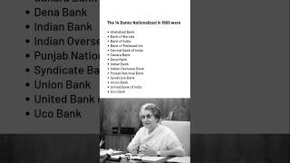 The 14 Banks Nationalized in 1969 shorts ytshortsindia indiragandhi modi shivansir [upl. by Fabi447]