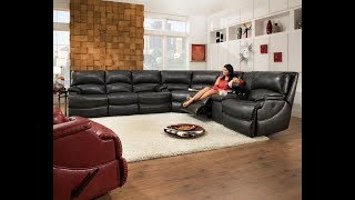 Leather Sectional Recliner Sofa with Cup Holders [upl. by Achilles508]