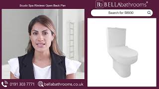 Scudo Spa Rimless Open Back Pan Cistern amp D Shape Soft Close Seat  Available at Bella Bathrooms [upl. by Ita]